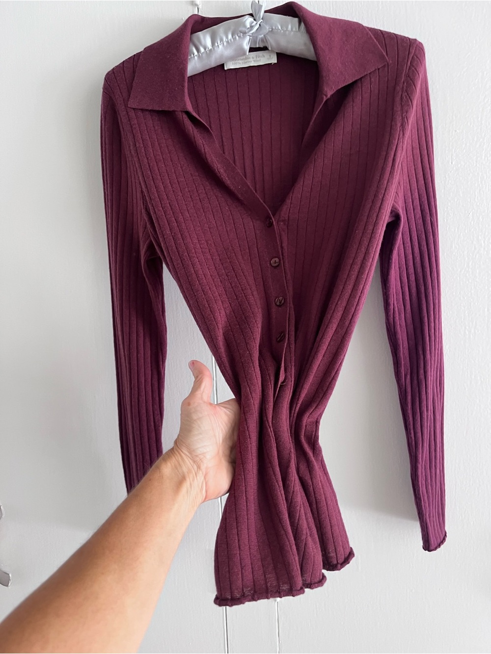 Abercrombie & Fitch 100% Merino Wool Slim Collared Top